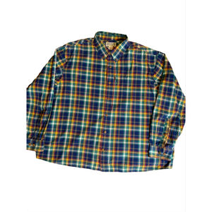 Duluth Trading Men's Button Down Collar Flannel Shirt Size 2XL Blue Plaid Preppy